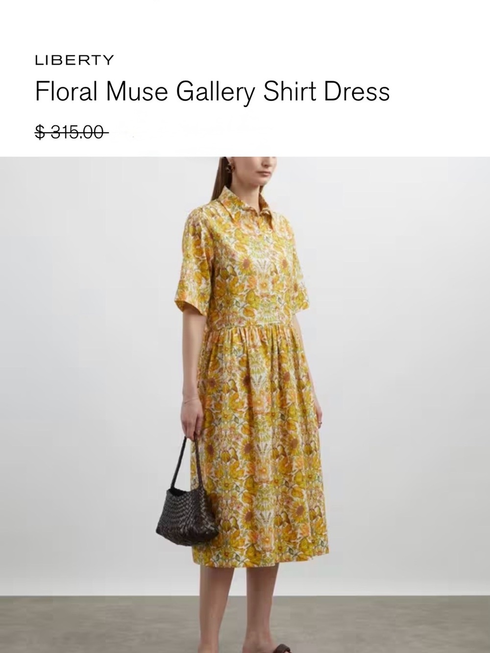 Liberty of London Yellow Floral Muse Midi Shirt Dress